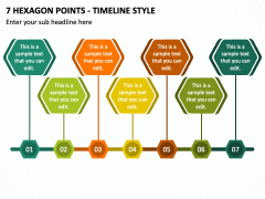 7 Hexagon Points - Timeline Style PPT Slide 1