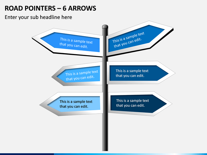 Road Pointers - 6 Arrows PPT Slide 1