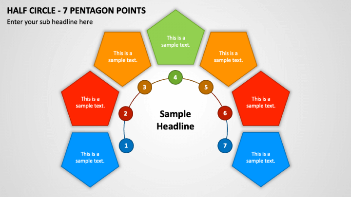 Half Circle - 7 Pentagon Points PPT Slide 1
