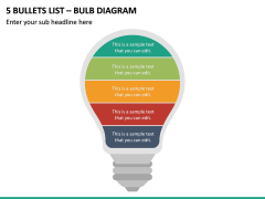5 Bullets List - Bulb Diagram PPT Slide 2