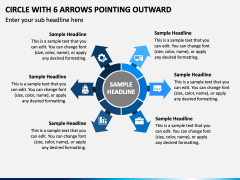 Circle with 6 Arrows Pointing Outward PPT Slide 2
