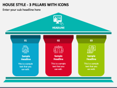 House Style - 3 Pillars with Icons PPT Slide 1