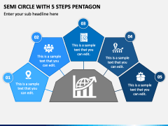 Semi Circle with 5 Steps Pentagon PPT Slide 2