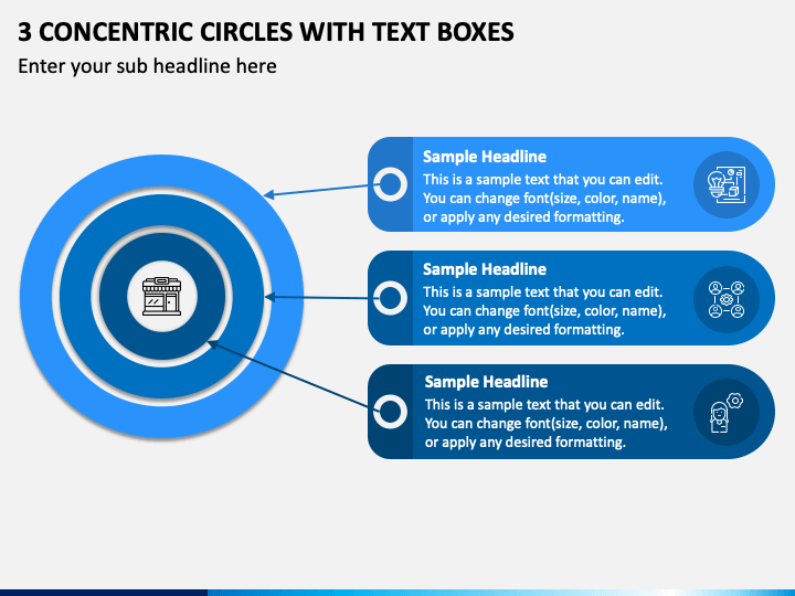 3 Concentric Circles With Text Boxes PPT Slide 1