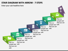Stair Diagram with Arrow - 7 Steps PPT Slide 1