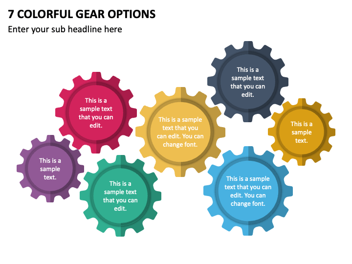 7 Colorful Gear Options PPT Slide 1