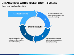 Linear Arrow With Circular Loop - 3 Stages PPT Slide 1