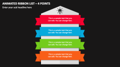 Animated Ribbon List - 4 Points PPT Slide 1