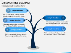 5 Branch Tree Diagram PPT Slide 1
