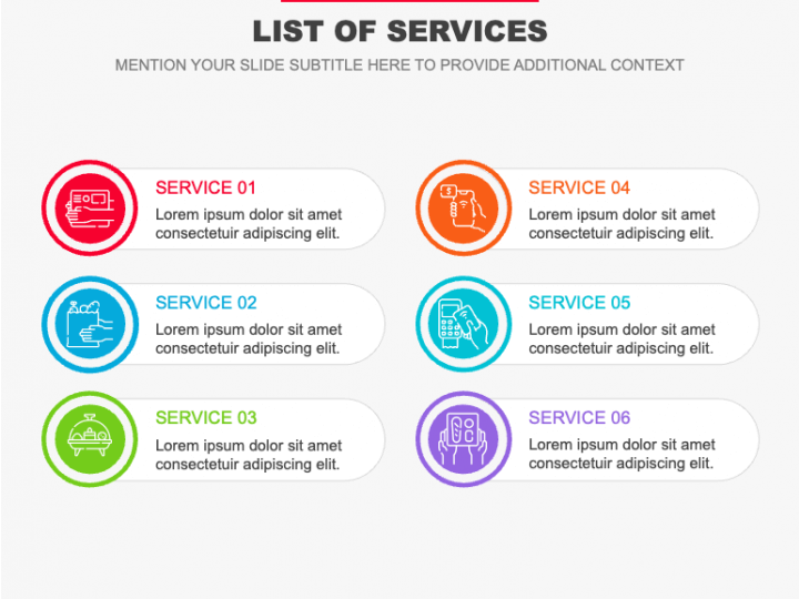 List of Services PowerPoint and Google Slides Template - PPT Slides