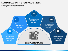 Semi Circle with 5 Pentagon Steps PPT Slide 2