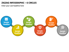 Zigzag Infographic - 6 Circles PPT Slide 2