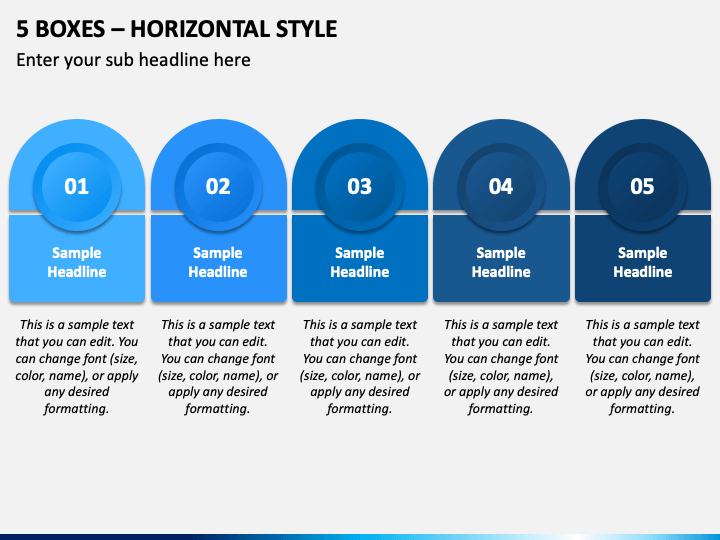5 Boxes - Horizontal Style PPT Slide 1