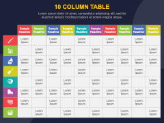10 Column Table for PowerPoint and Google Slides