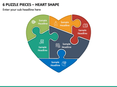6 Puzzle Pieces - Heart Shape PPT Slide 2