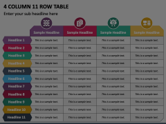 4 Column 11 Row Table Animated Presentation - SketchBubble