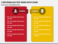 2 Rectangular Text Boxes with Icons PPT Slide 1