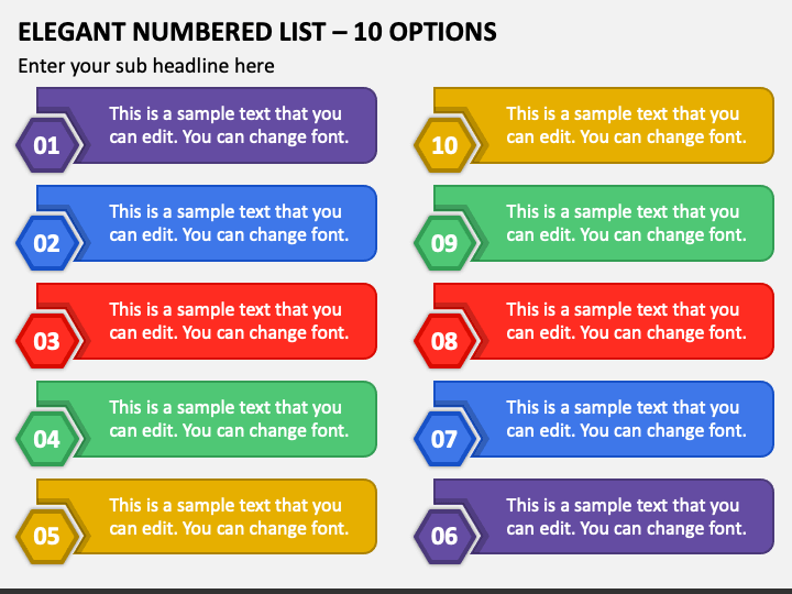 Elegant Numbered List - 10 Options PPT Slide 1