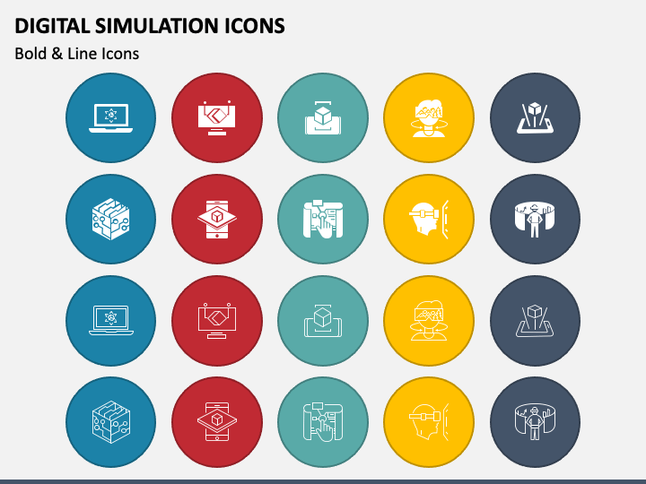 Digital Simulation Icons PPT Slide 1