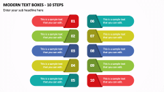 Modern Text Boxes - 10 Steps PPT Slide 1