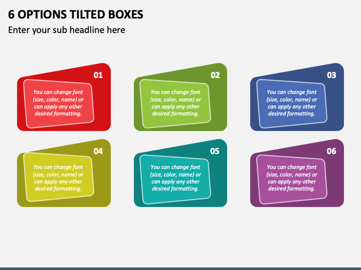 6 Options Tilted Boxes PPT Slide 2