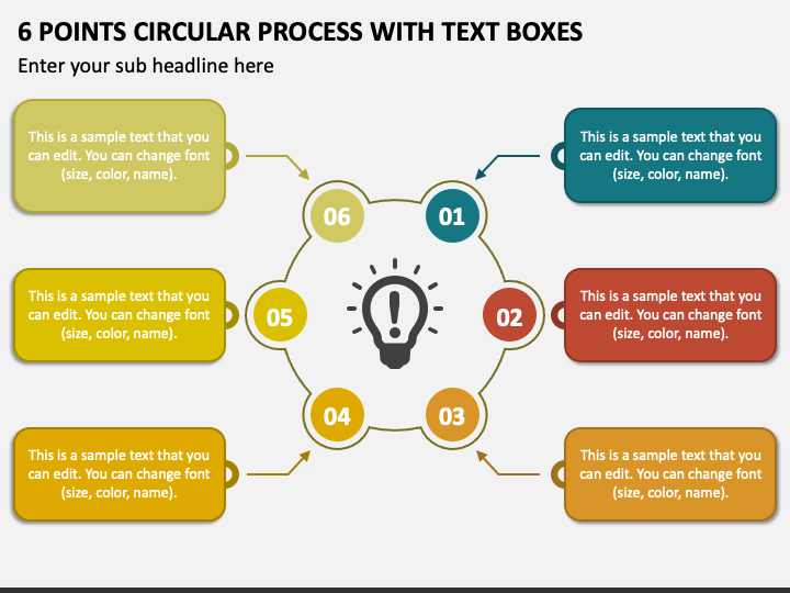 6 Points Circular Process with Text Boxes PPT Slide 1