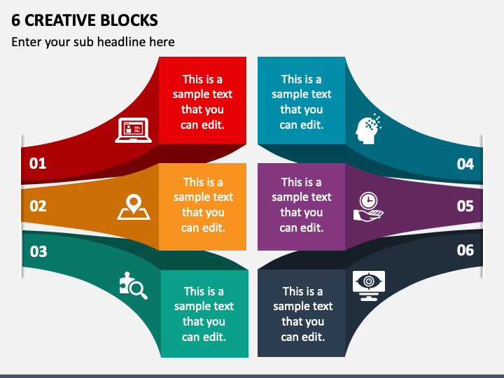 6 Creative Blocks PPT Slide 1