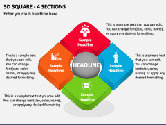3D Square - 4 Sections PPT Slide 1