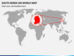 South Korea on World Map PPT Slide 1