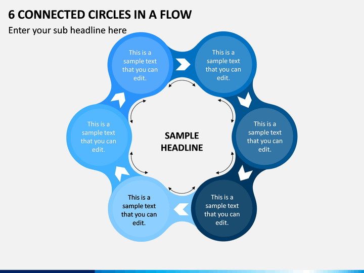 6 Connected Circles In a Flow PPT Slide 1