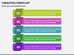 5 Beautiful Points List PPT Slide 1
