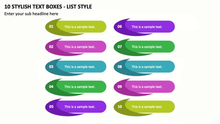 10 Stylish Text Boxes - List Style PPT Slide 1