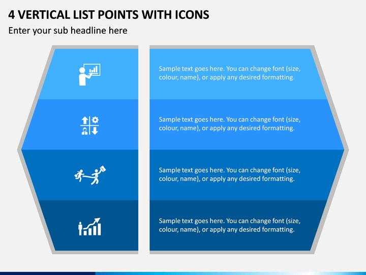 4 Vertical List Points With Icons PPT Slide 1