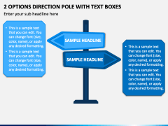 2 Options Direction Pole with Text Boxes PPT Slide 2