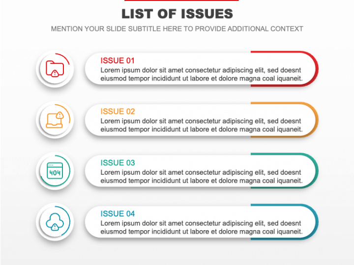 List of Issues PowerPoint and Google Slides Template - PPT Slides