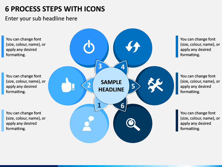6 Process Steps With Icons PPT Slide 1