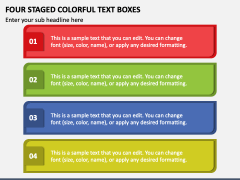 Four Staged Colorful Text Boxes PPT Slide 1
