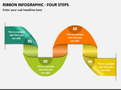 Ribbon Infographic - Four Steps PPT Slide 1