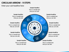Circular Arrow - 9 Steps PPT Slide 1