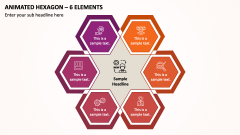 Animated Hexagon - 6 Elements PPT Slide 1