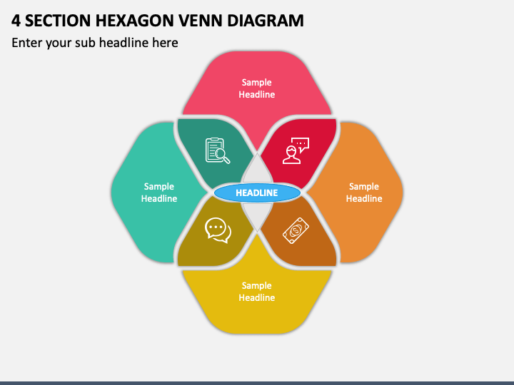 4 Section Hexagon Venn Diagram PPT Slide 2
