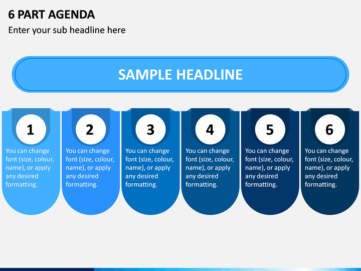 6 Part Agenda PPT Slide 1