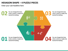 Hexagon Shape - 4 Puzzle Pieces PPT Slide 2