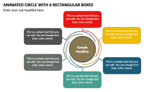 Animated Circle with 6 Rectangular Boxes PPT Slide 1