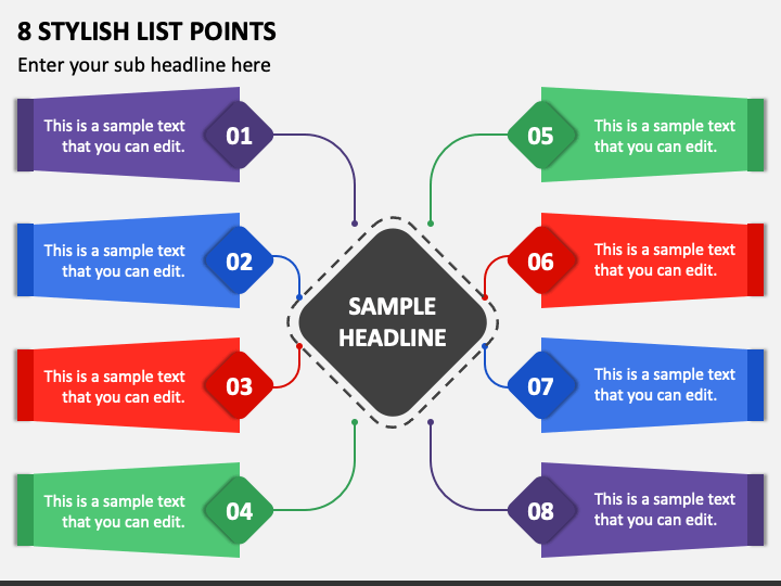 8 Stylish List Points PPT Slide 1