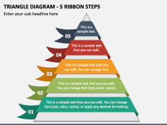 Triangle Diagram - 5 Ribbon Steps PPT Slide 1