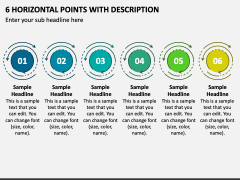 6 Horizontal Points with Description PPT Slide 1