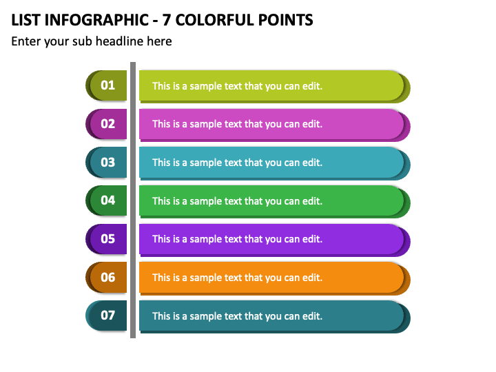 List Infographic - 7 Colorful Points PPT Slide 1