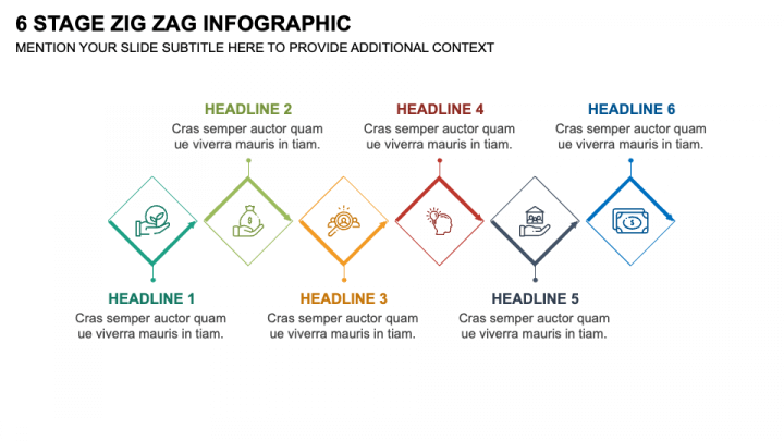 6 Stage Zig Zag Infographic PPT Slide 1