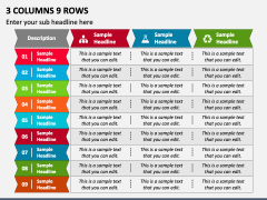 3 Columns 9 Rows for PowerPoint and Google Slides - PPT Slides
